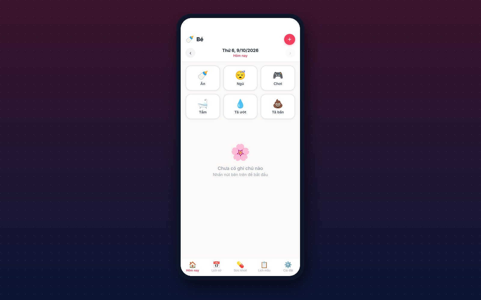 Giao diện Baby Tracker